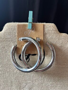 Plunder Polished Silver Hoop Earrings
